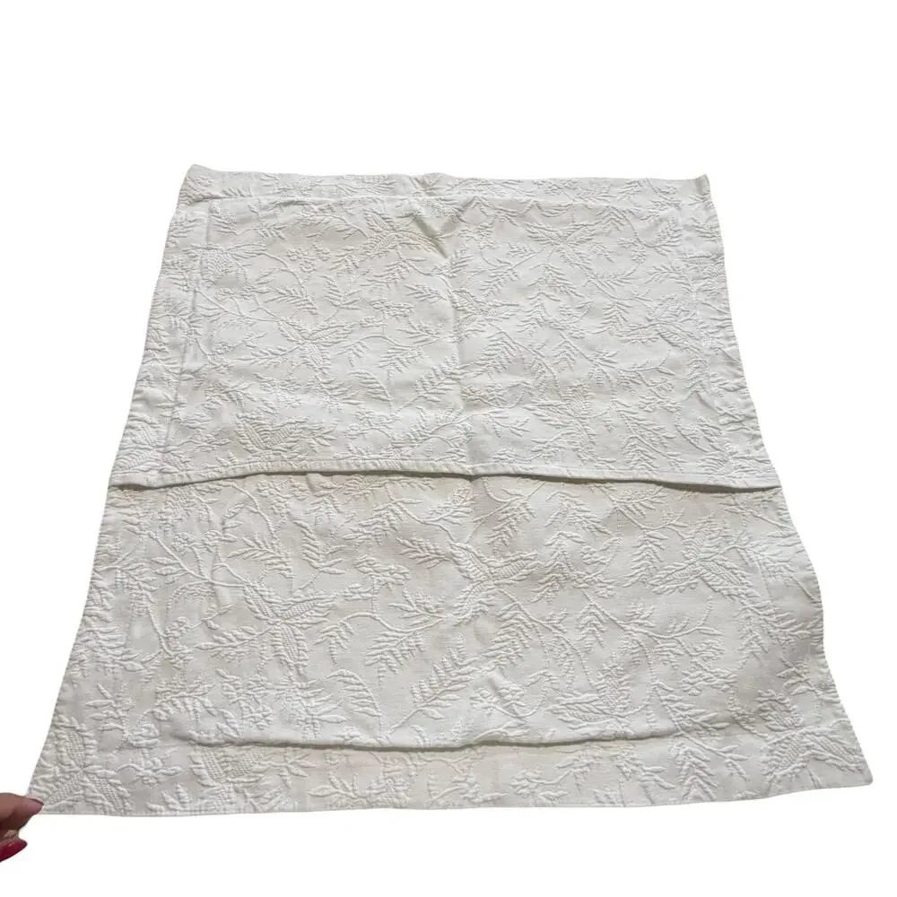 Vtg 1990s Ralph Lauren Madeline White Matelasse Euro Sham 28x28 Portugal Fern